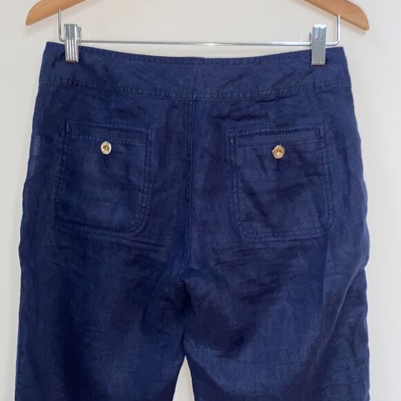 Lilly Pulitzer Galley 100% Linen Wide Leg Pants Navy Size 2 - Picture 5 of 7